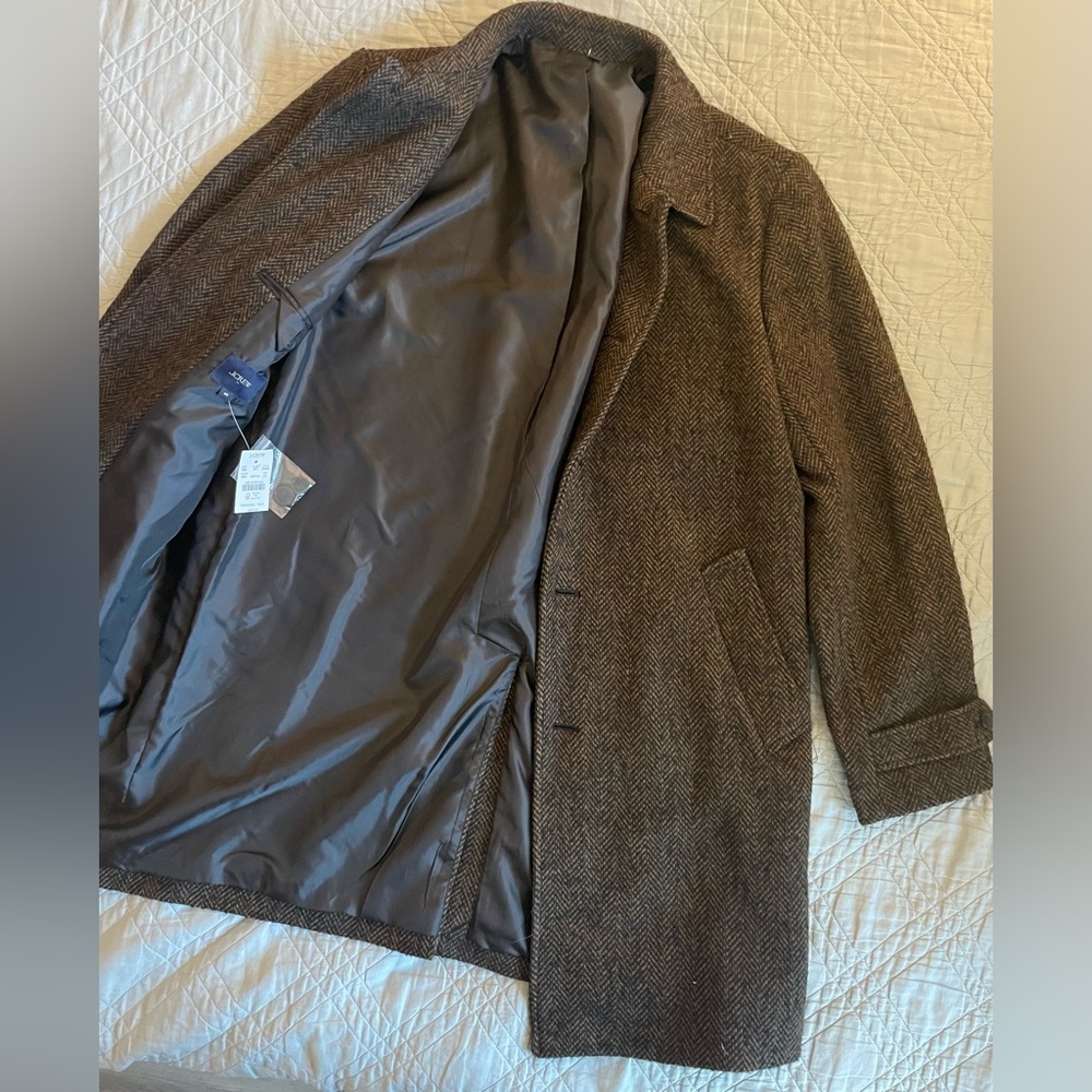 J. CREW Wool-blend herringbone overcoat in Black/Brown Size 40 NWD $450 CM500 - Picture 6 of 10